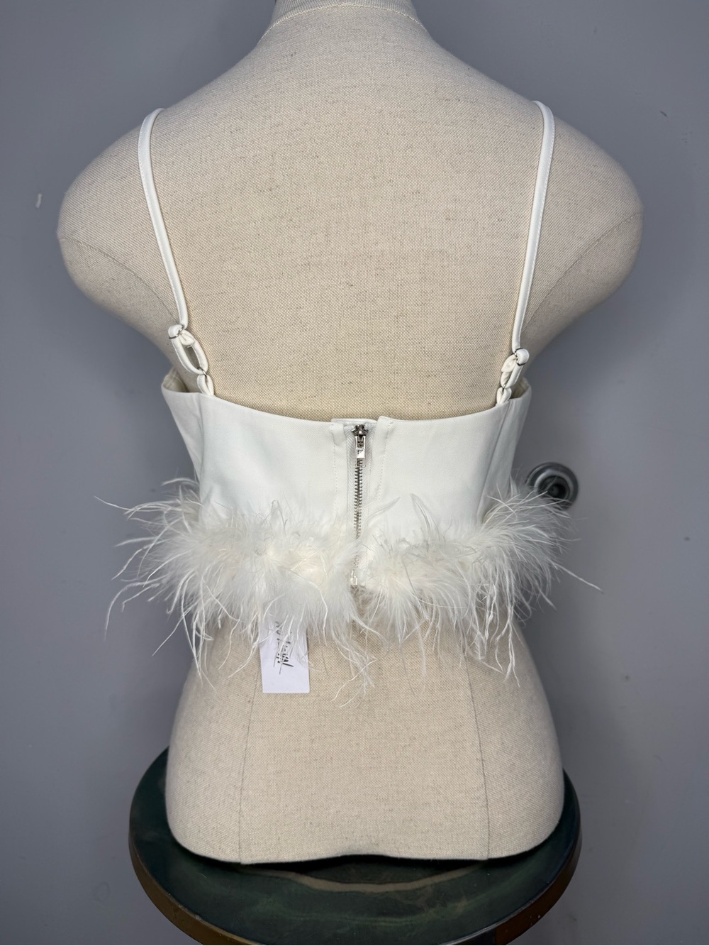 Nasty Gal White Feather-Trim V-Neck Camisole - Picture 5 of 6
